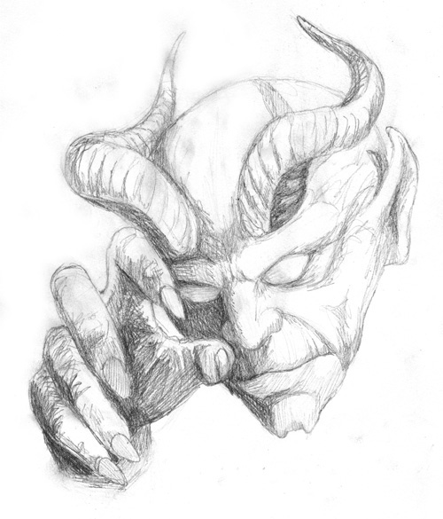 demonic owl sketch